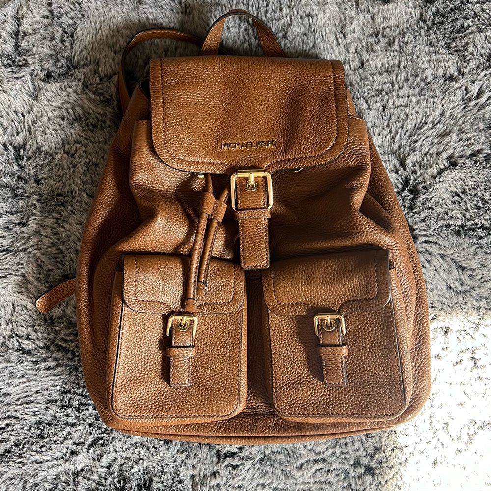 Michael Kors Tan Susie Large Flap Backpack - Picture 2 of 12